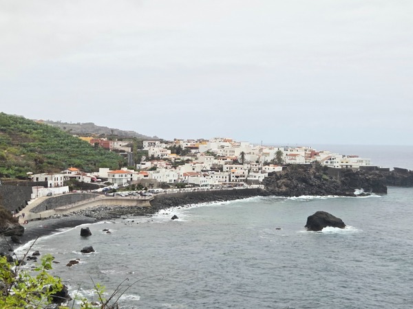 Panoramic view of the coastal neighborhood of Las Aguas and San Juan de la Rambla, seen from the cliffs above Barranco Ruiz.
