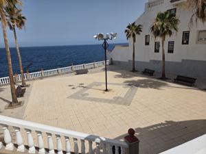 Oceanfront plaza with benches