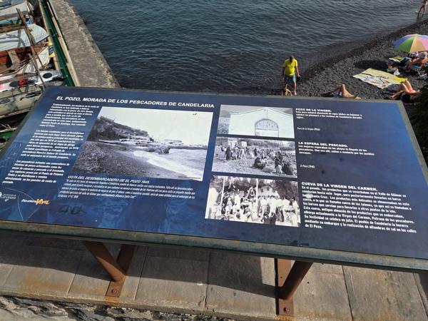 Information panel about El Pozo and local fishermen