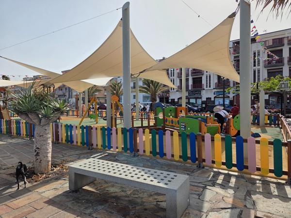 Modern playground in the town center