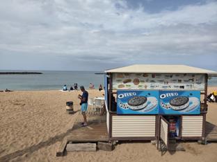 Snack kiosk with ice creams and sandwiches