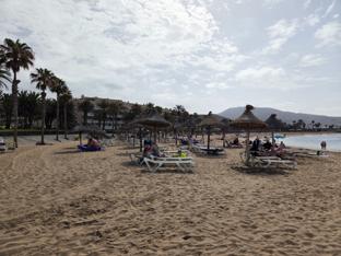 Tourists enjoying El Camisón beach