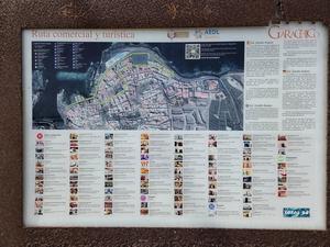 Commercial and tourist map of Garachico showing streets, landmarks, and recommended stops.