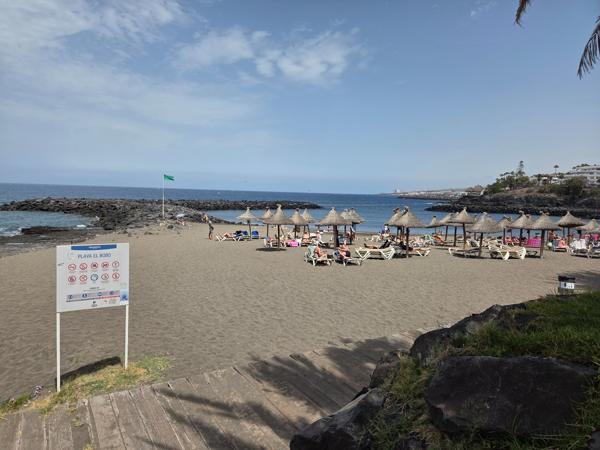 Rules and safety sign for Playa El Bobo visitors