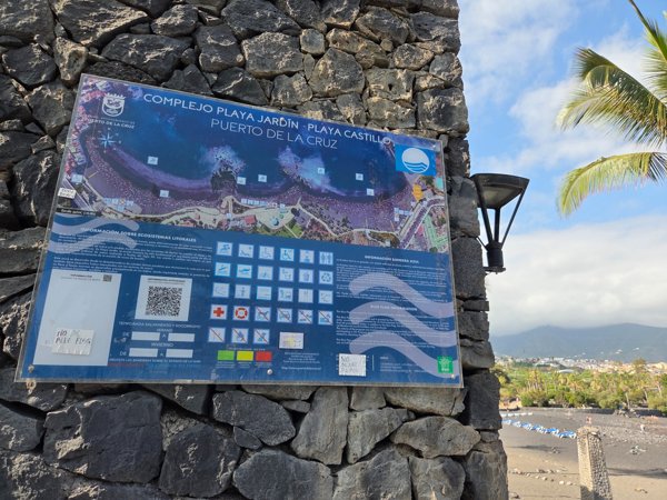 Information board for Playa Castillo sector of Playa Jardín complex.