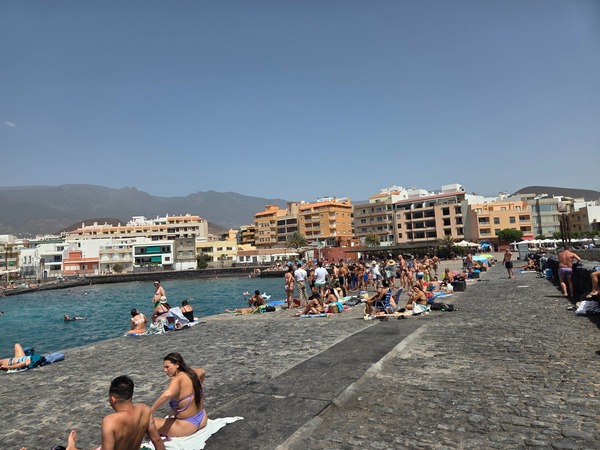 Natural sea pool and breakwater by the muelle in El Puertito de Güímar.