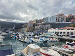 Cloudy day at Radazul harbor with buildings