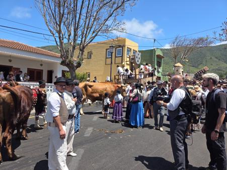 Panoramic view of the Romería festivities in Tegueste