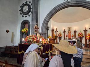 Statue of a saint inside Tejina church during romería