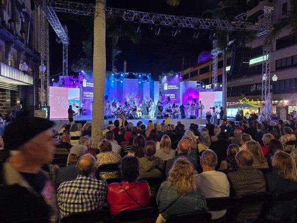 Crowd watching a cultural show during the Fiesta events in Santa Cruz de Tenerife.