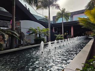 Water fountains along the outdoor area