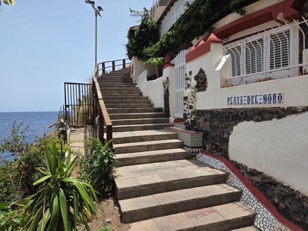 Stone stairs beside traditional Canarian house