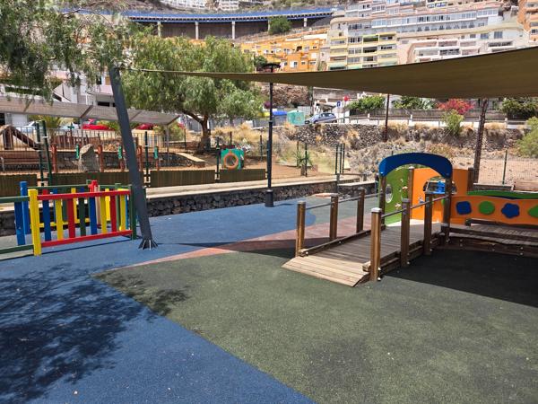 Colorful playground with safety flooring