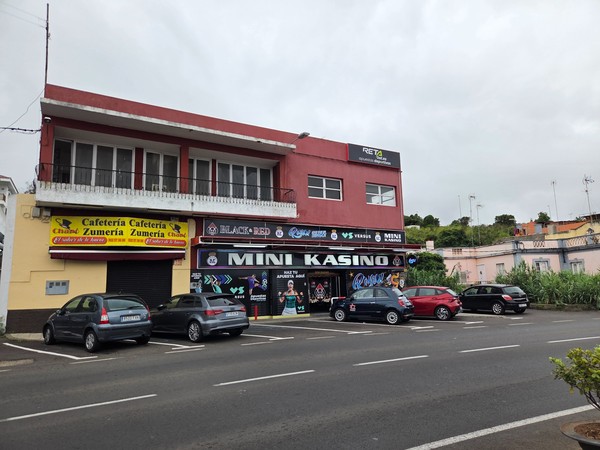 Façade of MINI KASINO with a cafetería on a main street in Tacoronte, Tenerife.