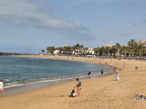 People enjoying the sun at El Camisón Beach in southern Tenerife